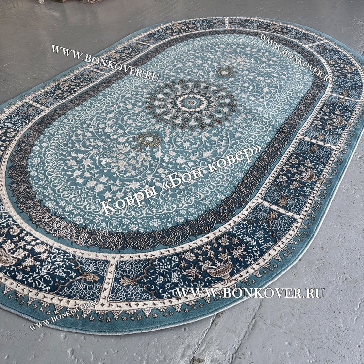 Турецкий Ковер Для гостиной New дизайн 376 Синий Овал