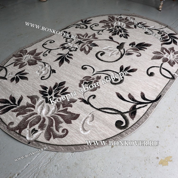 Ковер Лайт Карпет New 2 Дизайн 10 Серый с Сиреневым Овальный